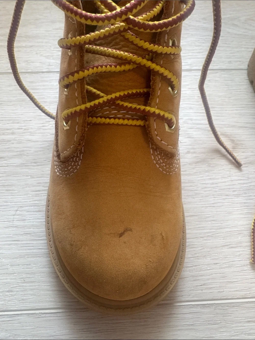 Timberland Kids Wheat Tan Leather Lace-Up Boots